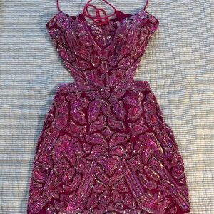 Rachel Allan Pink and Silver Mini Dress